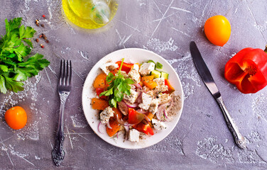 salad with fresh tomato and feta