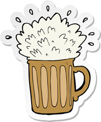 sticker of a cartoon frothy beer