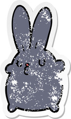 distressed sticker of a cute cartoon rabbit