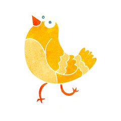 freehand retro cartoon bird