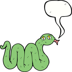 funny cartoon snake with speech bubble