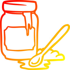 warm gradient line drawing of a jar of honey