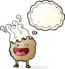 cookie cartoon character with thought bubble
