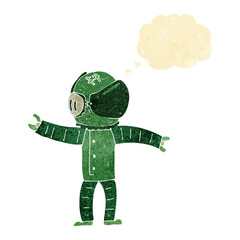 cartoon astronaut with thought bubble