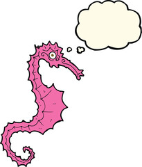 cartoon sea horse with thought bubble
