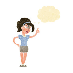 cartoon woman with idea with thought bubble