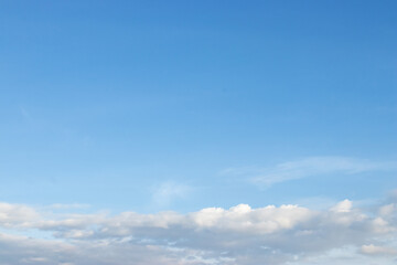 Sky with white clouds, blue space for letters. natural background and texture.