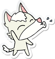 sticker of a howling wolf cartoon