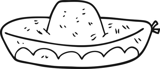 freehand drawn black and white cartoon hat