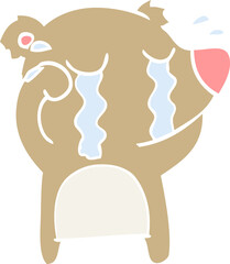 flat color style cartoon crying bear