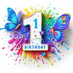 Message text "1 Happy Birthday", event celebration, Hobbies and leisure concept, generative ai	