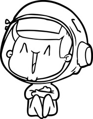 happy cartoon astronaut