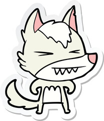 sticker of a angry wolf cartoon