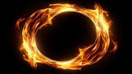 Mesmerizing Rotating Fire Rings: Dynamic Circle Flames Effect on Transparent Background - Abstract Motion Burning with Vibrant Heat and Energy.