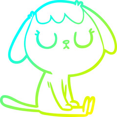 cold gradient line drawing of a cute cartoon dog