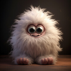 Obraz premium a cuddle monster that is a furry, amorphous creature with big, loving eyes created with Generative Ai