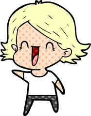 cartoon happy woman