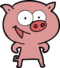 cheerful pig cartoon