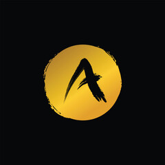 letter a logo luxury abstract texture gold circle grunge.