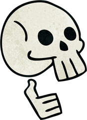 hand drawn quirky cartoon skull