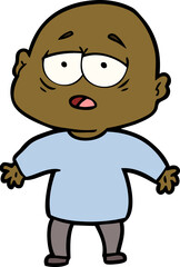 cartoon tired bald man