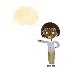 cartoon shocked woman with thought bubble