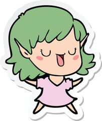 sticker of a cartoon elf girl