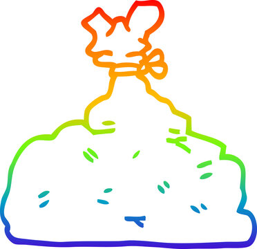 recommend clip art: rainbow gradient line drawing of a cartoon garbage bag