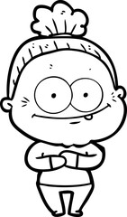 cartoon happy old woman