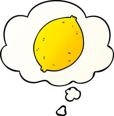 cartoon lemon with thought bubble in smooth gradient style