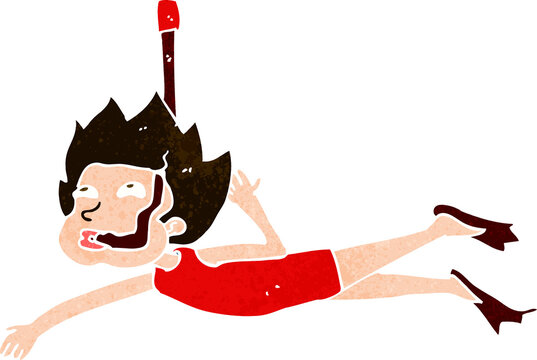 cartoon swimmer red swimsuit snorkeling clip art preview