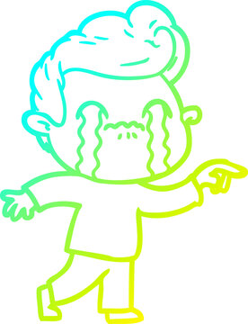 recommend clip art: cold gradient line drawing of a cartoon man crying