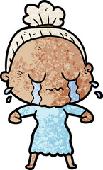 cartoon crying old lady