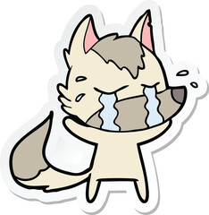 sticker of a cartoon crying wolf