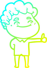 cold gradient line drawing of a cartoon friendly man