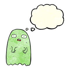 funny cartoon ghost with thought bubble