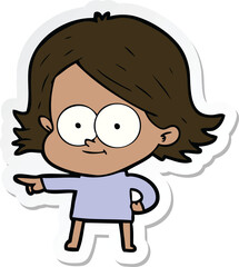 sticker of a happy cartoon girl