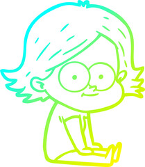 Obraz premium cold gradient line drawing of a happy cartoon girl