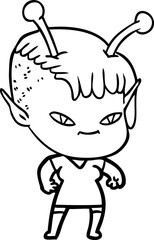 Obraz premium cute cartoon alien girl