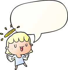 cute cartoon angel with speech bubble in smooth gradient style