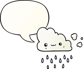 cartoon storm cloud with speech bubble in smooth gradient style