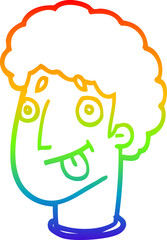 Obraz premium rainbow gradient line drawing of a cartoon funny male face