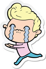 Fototapeta premium sticker of a cartoon man crying