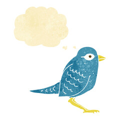 cartoon garden bird with thought bubble