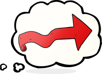 freehand drawn thought bubble cartoon arrow