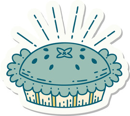 sticker of a tattoo style amazing pie