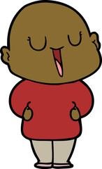 happy cartoon bald man