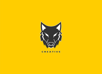 Wolf head luxury logo design. 
