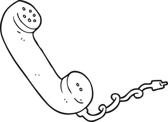 freehand drawn black and white cartoon telephone receiver