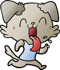 cartoon panting dog running